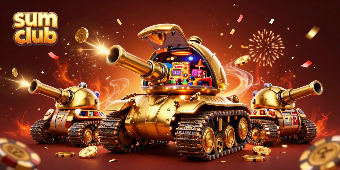 Spin the reels at sum club's vibrant casino tank filled with festive gaming elements and lucky symbols.