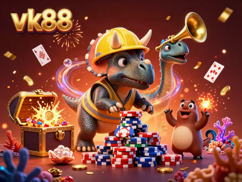 Celebrate victory at vk88 with colorful poker chips and dynamic casino elements.