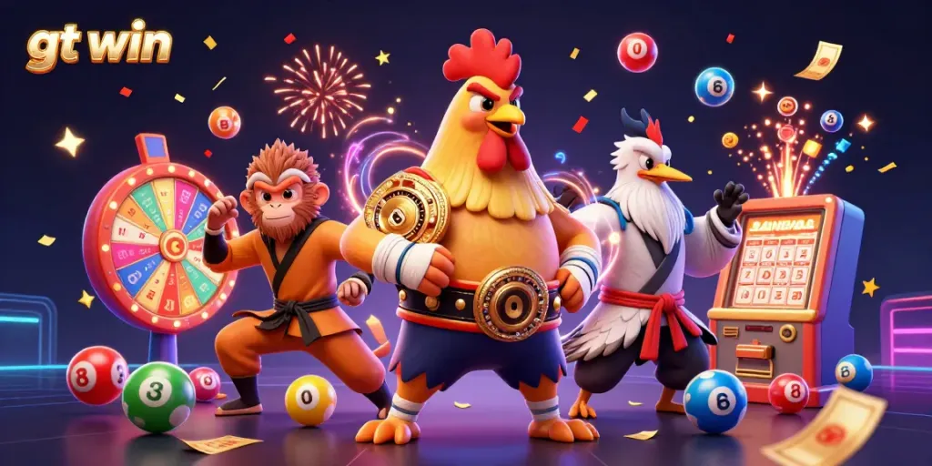 Engage in thrilling gt win experiences with colorful lottery elements and dynamic characters in action.