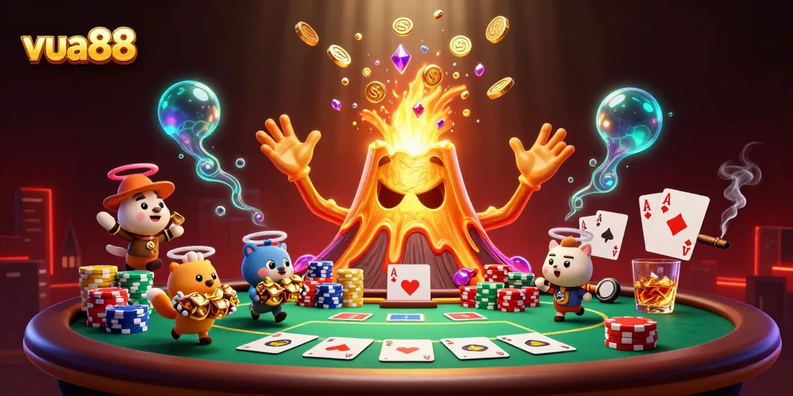 Experience adventures with the triumphant vua88 volcano unleashing treasures amidst a vibrant gaming scene.